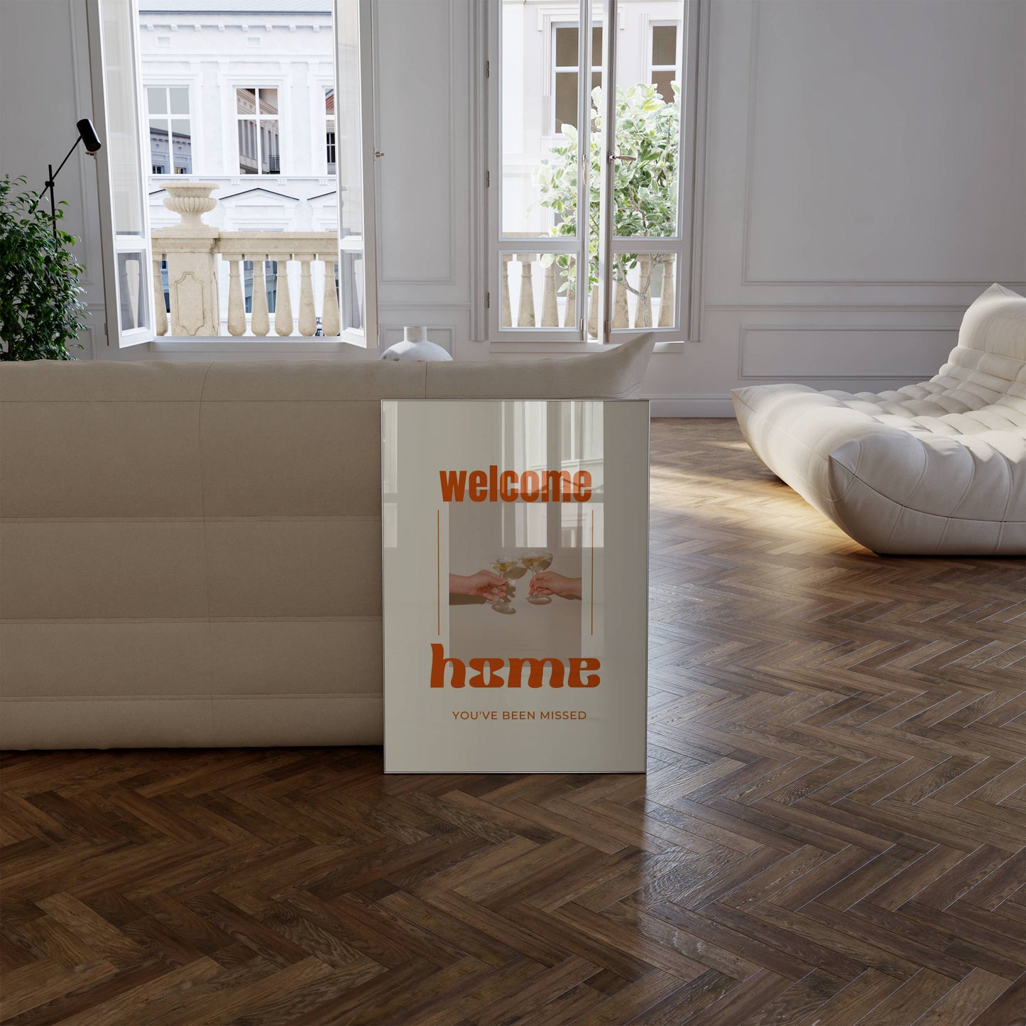 Trendy high-quality contemporary welcome home wall art print ideal as a unique housewarming gift