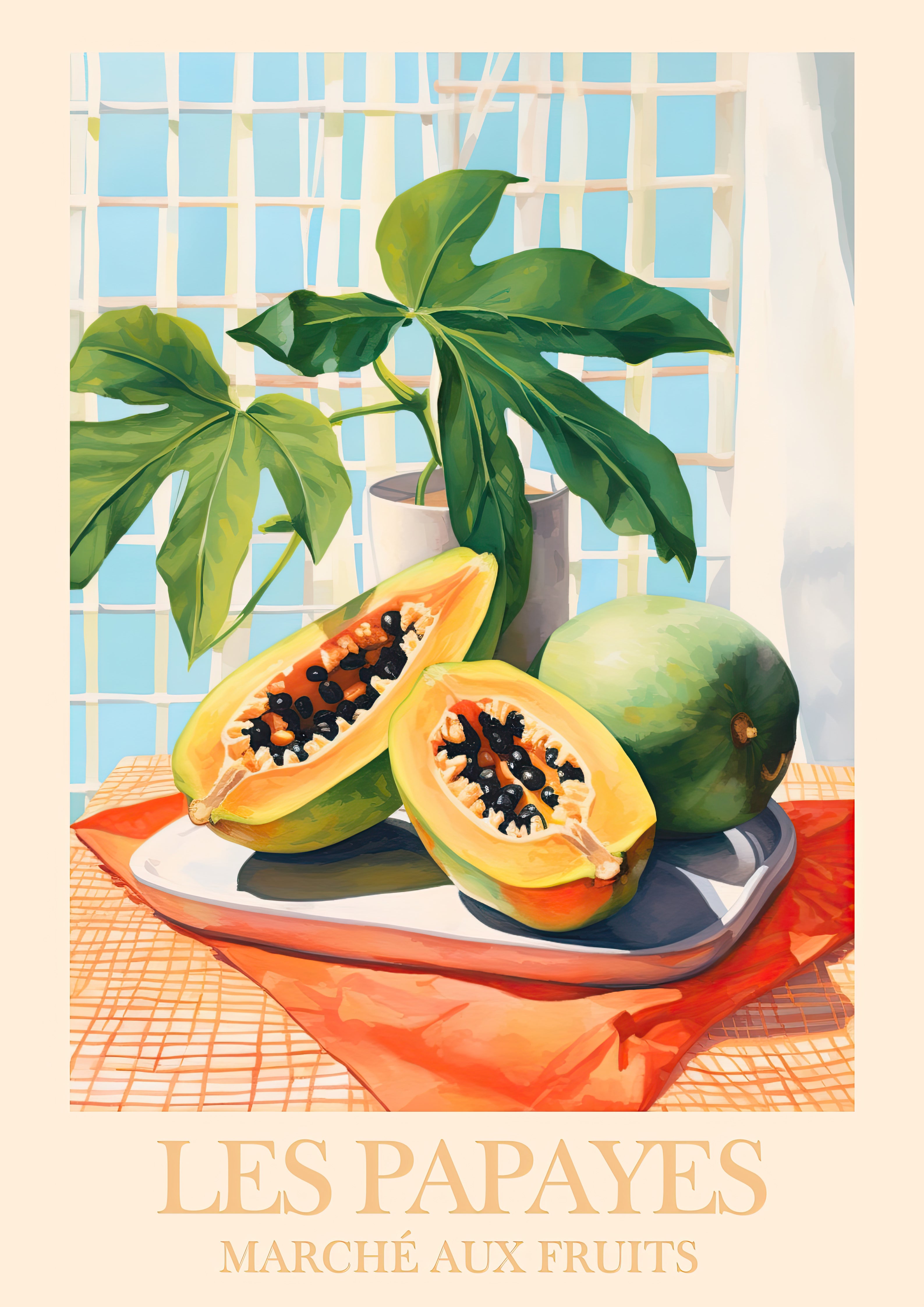 Les Papayes Art Print Urban Lemon Co les-papayes-art-print-urban-lemon-co