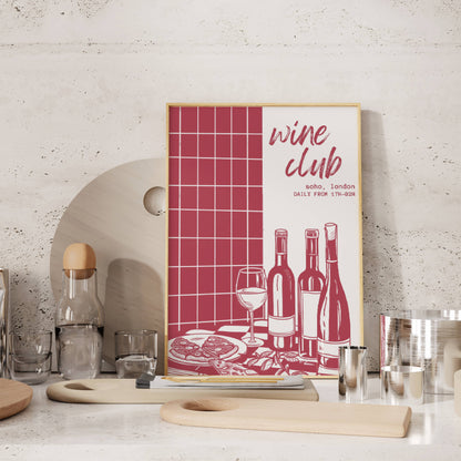 Cherry Red Wine Club Art Print