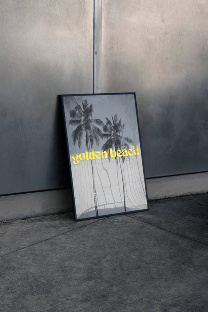 Golden Beach Palm Tree Art Print