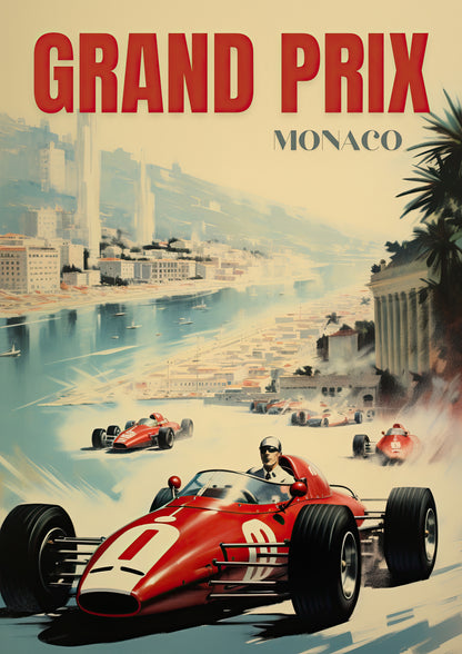 Grand Prix Monaco 60s Retro Art Print