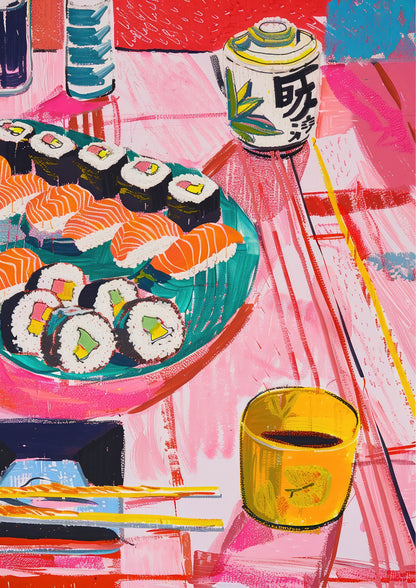 Sushi Table Scene Art Print