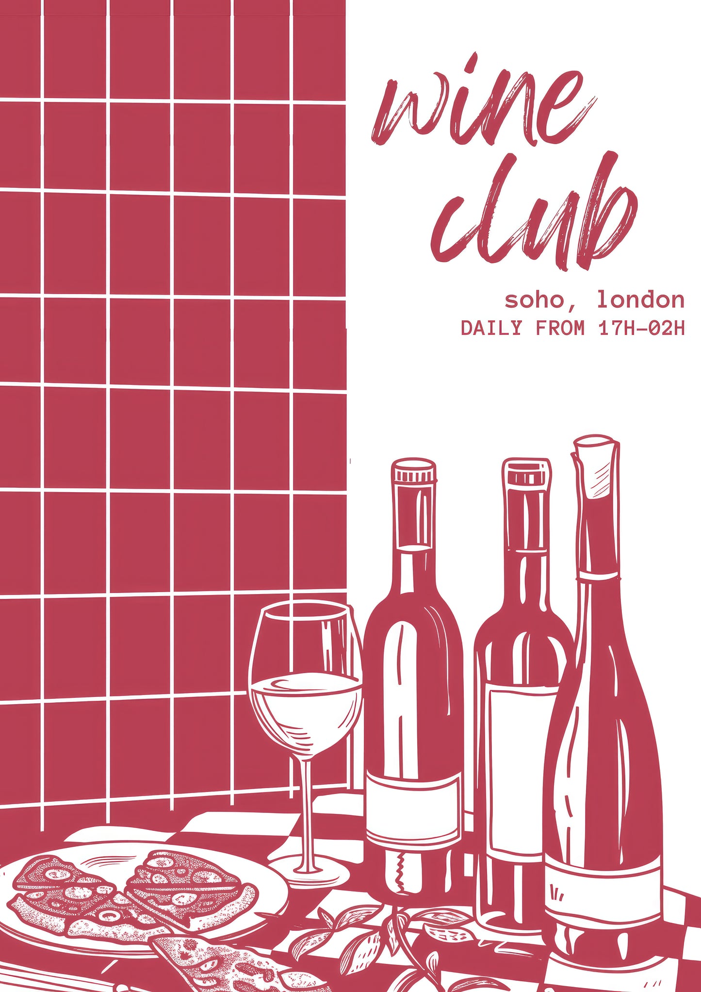 Cherry Red Wine Club Art Print