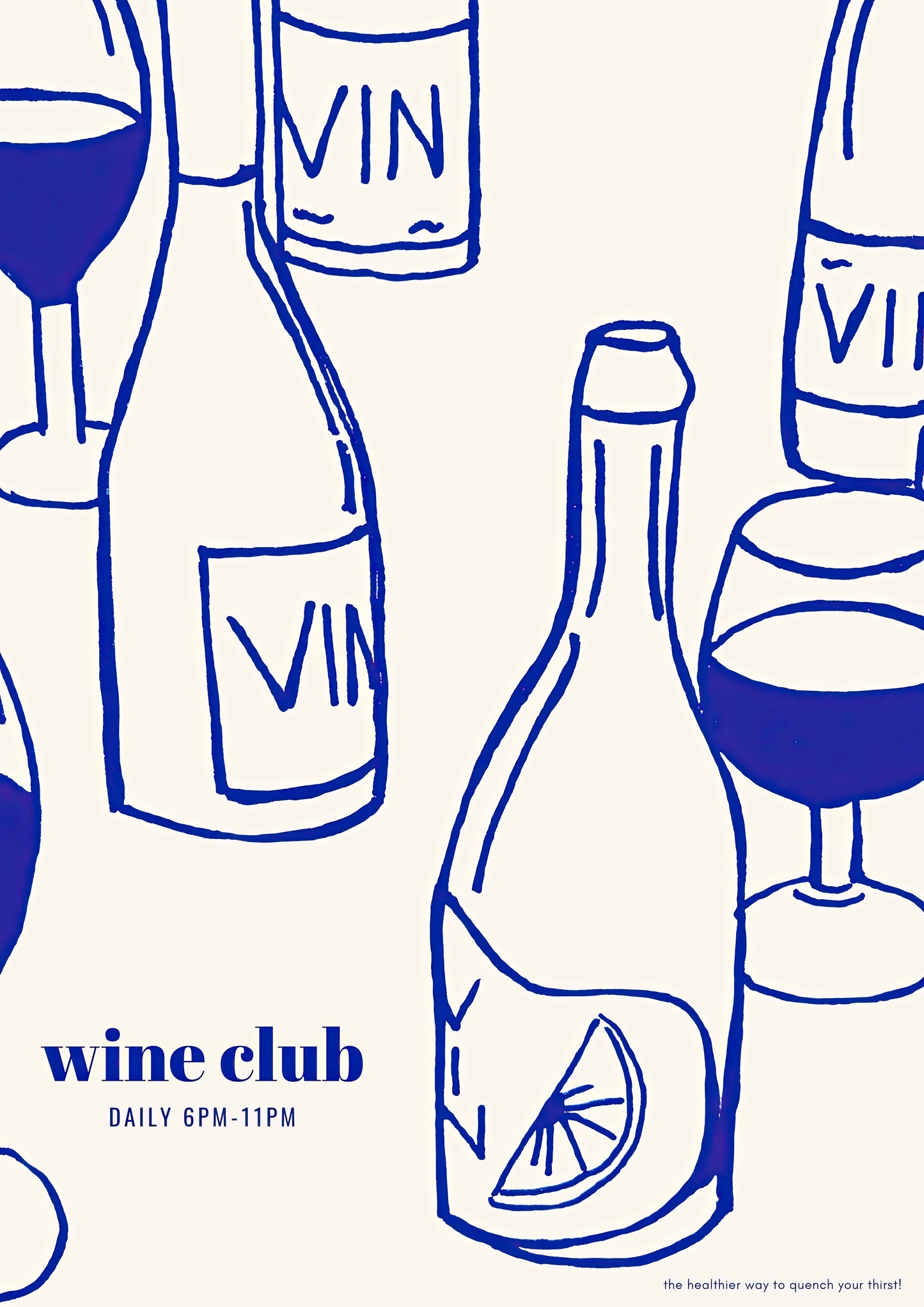 Blue Wine Club Art Print