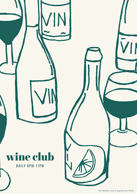 Green Wine Club Art Print