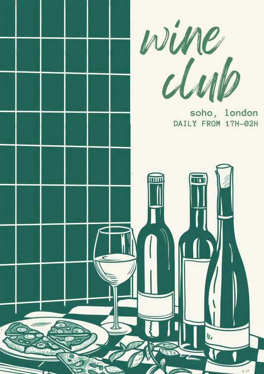 Green Wine Club Art Print